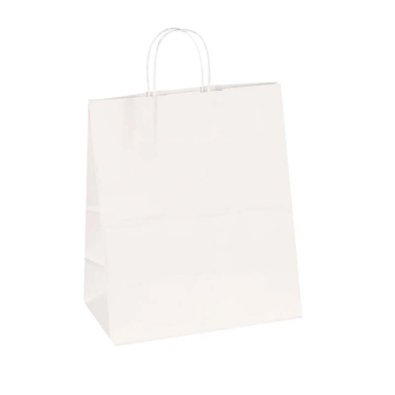 10 اكياس ورقية بيضاء بمقبض يد مريح وقاعدة ثابتة | مقاس M (33 × 32 × 16 سم)