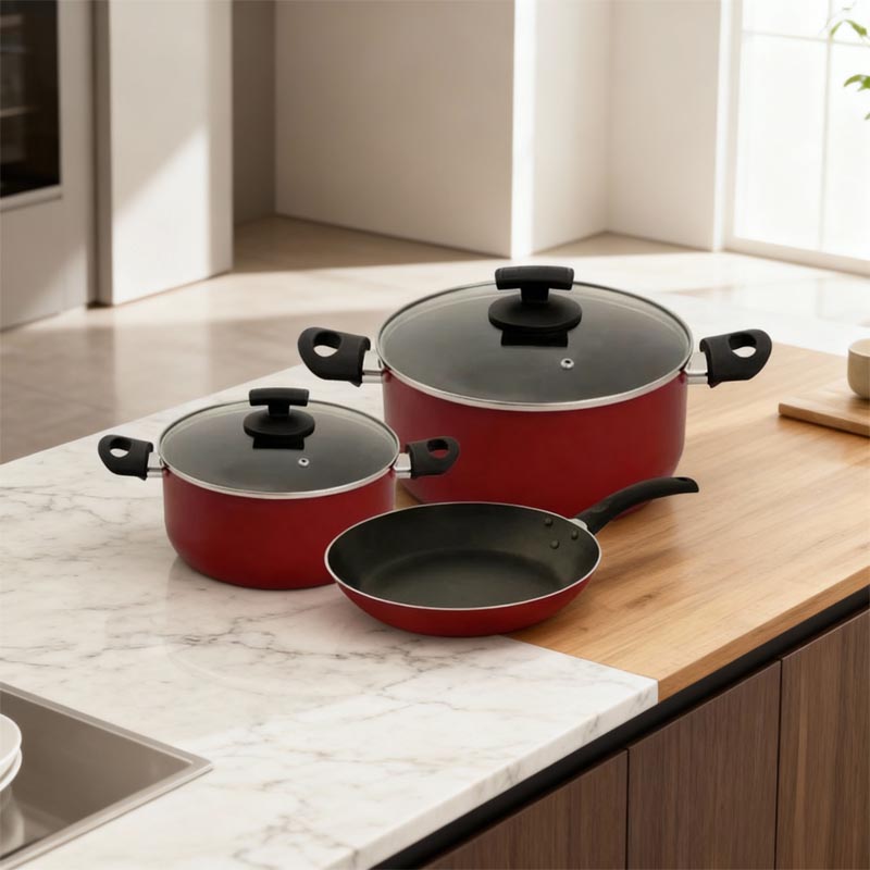 نيوفلون طقم قدور سوبر كوك – 2 قدور بغطاء زجاج + مقلاة 24 سم