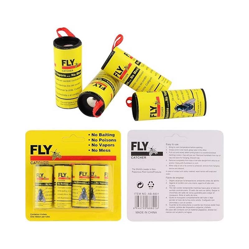 شريط لاصق لمكافحة الذباب والحشرات الطائرة | عبوة تحتوي على 4 شرائط لاصقة فعالة