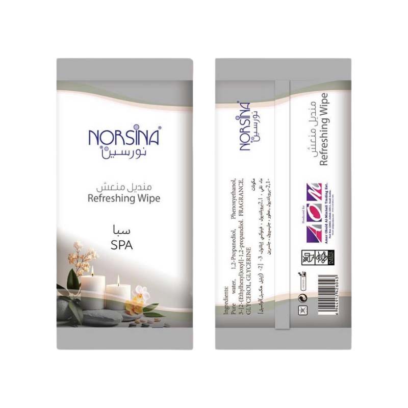مناديل "نورسينا" المبللة المنعشة | 50 منديل برائحة سبا – استخدام خارجي