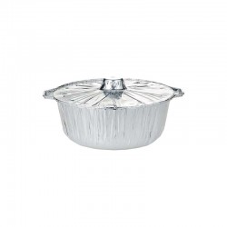 كرتون قدر قصدير المنيوم دائري مع غطاء منفصل – قطر 14 سم عمق 7 سم – 150 قدر