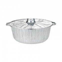 حزمة قدر قصدير المنيوم دائري مع غطاء منفصل – قطر 17 سم عمق 9 سم – 5 قدور