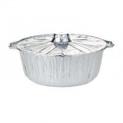 حزمة قدر قصدير المنيوم دائري مع غطاء منفصل – قطر 20 سم عمق 10 سم – 5 حبات