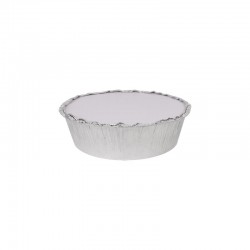 كرتون صحون قصدير دائري 19 سم بغطاء ورق – 150 حبة