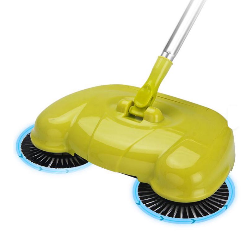ماكينة كنس يدوية متعددة الوظائف – مكنسة وممسحة أرضيات بفرش دوارة 360 درجة مع جاروف مدمج
