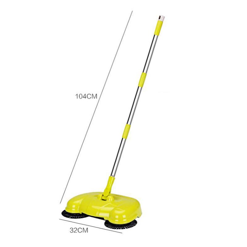 ماكينة كنس يدوية متعددة الوظائف – مكنسة وممسحة أرضيات بفرش دوارة 360 درجة مع جاروف مدمج