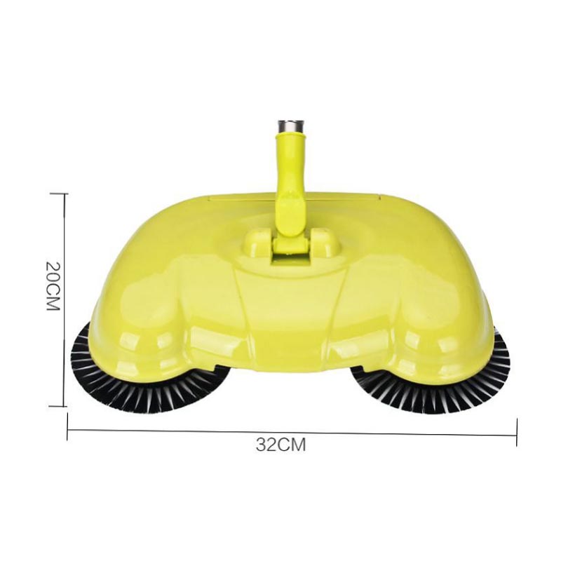 ماكينة كنس يدوية متعددة الوظائف – مكنسة وممسحة أرضيات بفرش دوارة 360 درجة مع جاروف مدمج