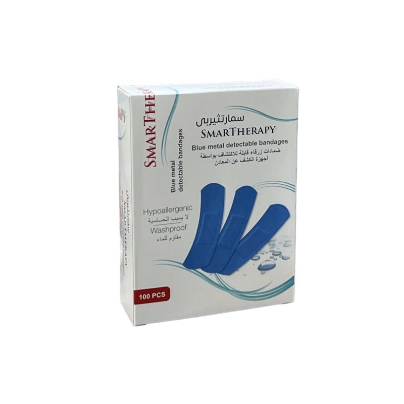 ضمادات طبية زرقاء قابلة للاكتشاف بواسطة اجهزة الكشف عن المعادن | مقاس 72×19 مم – عبوة 100 حبة