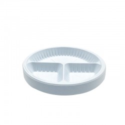 حزمة 50 صحن بلاستيك دائري مقسم 3 اقسام رقم 26 سميك – 24 سم – ابيض