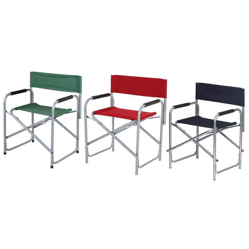 كرسي رحلات عملي قابل للطي بإطار معدني خفيف الوزن وقماش عالي الجودة، مزود بمساند يد مريحة – مناسب للجلسات الخارجية والتخييم والشاطئ