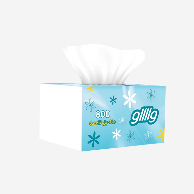 كرتون مناديل وجه وااااو ناعمة عبوة اقتصادية تحتوي على 800 منديل مفرد – الكرتون يضم 4 حزم، كل حزمة تحتوي على 10 عبوات (الإجمالي 40 عبوة)