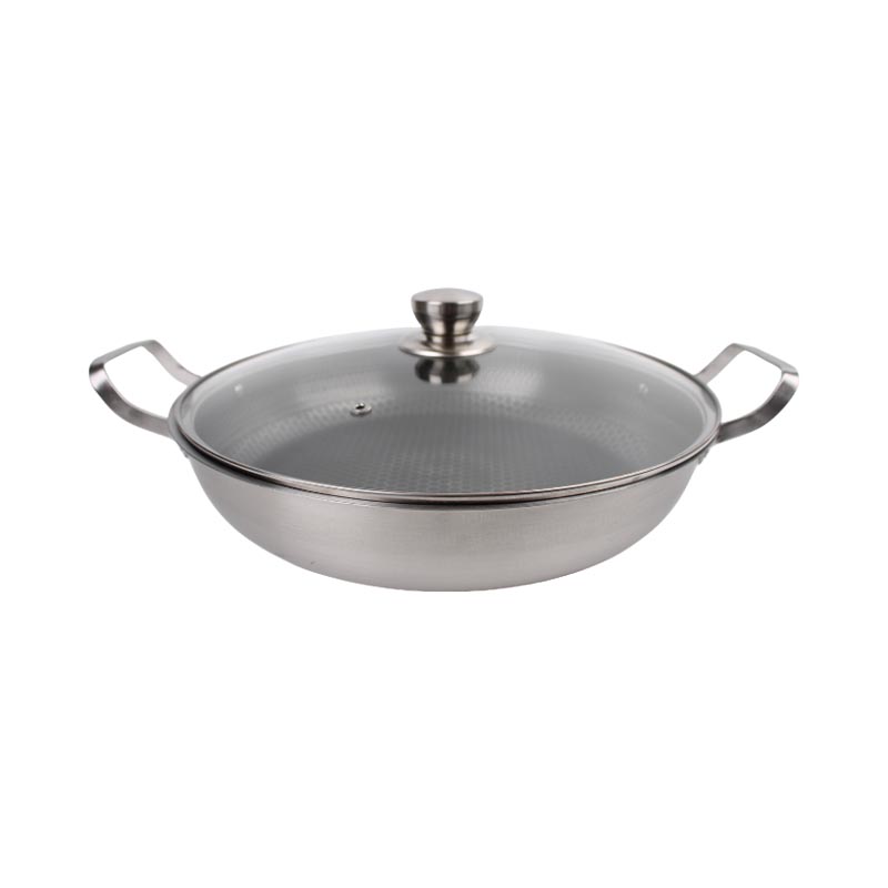 قدر استانلس ستيل عالي الجودة بغطاء زجاج بفتحة تهوية ومقبض عازل للحرارة | قطر 26