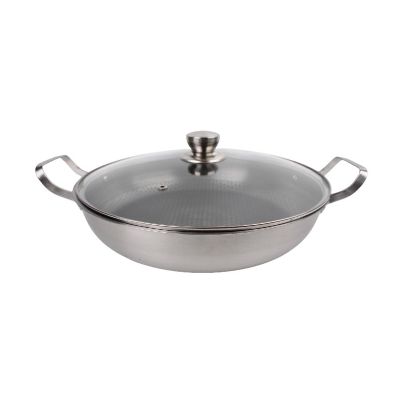 قدر استانلس ستيل عالي الجودة بغطاء زجاج بفتحة تهوية ومقبض عازل للحرارة | قطر 28