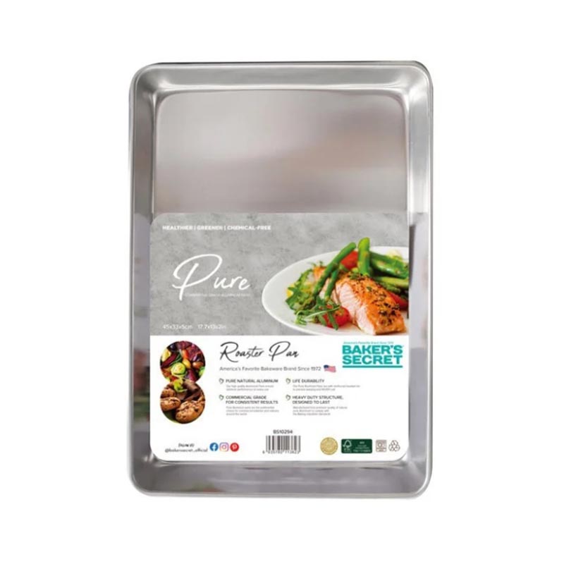 صينية خبز مسطحة عميقة من الالمنيوم المعاد تدويره من بيكرز سيكرت - Baker’s Secret | مناسبة لمعظم أنواع الأطعمة – مقاس 45×33×5 سم