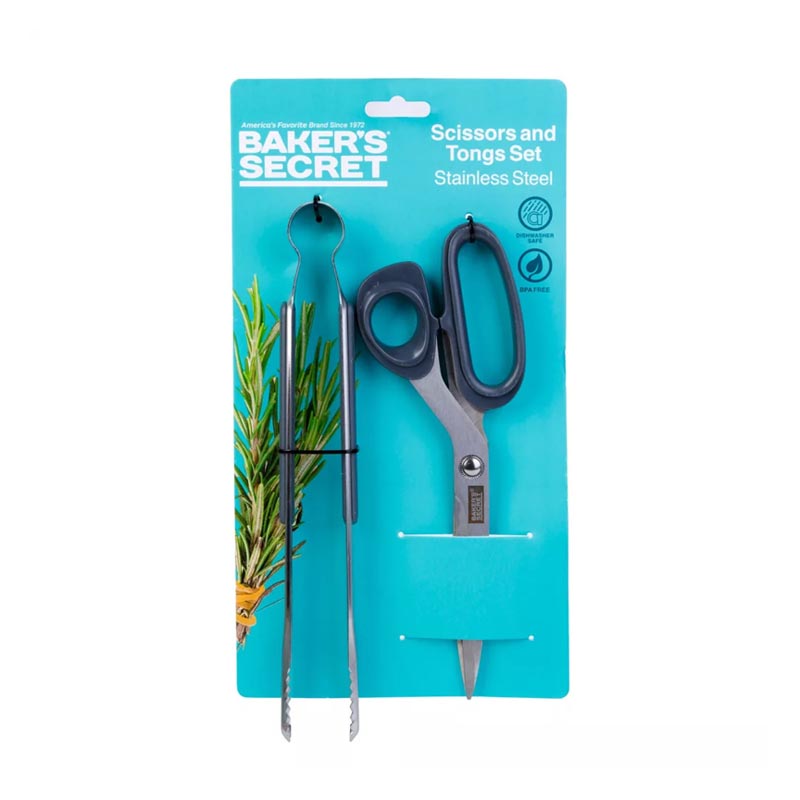 مقص وملقط مطبخ من الستانلس ستيل من بيكرز سيكرت - Baker’s Secret | متعدد الاستخدامات لتقطيع الدجاج وتحضير الطعام