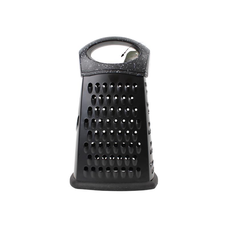 مبشرة خضار وفواكه متعددة الاغراض من الستانلس ستيل المقاوم للصدأ – لون اسود – تحتوي على 4 شفرات بأشكال مختلفة مع مقبض مريح وقاعدة مطاطية ثابتة – المقاس 23 × 14 سم