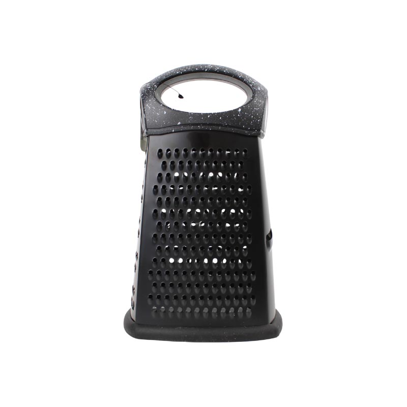 مبشرة خضار وفواكه متعددة الاغراض من الستانلس ستيل المقاوم للصدأ – لون اسود – تحتوي على 4 شفرات بأشكال مختلفة مع مقبض مريح وقاعدة مطاطية ثابتة – المقاس 23 × 14 سم