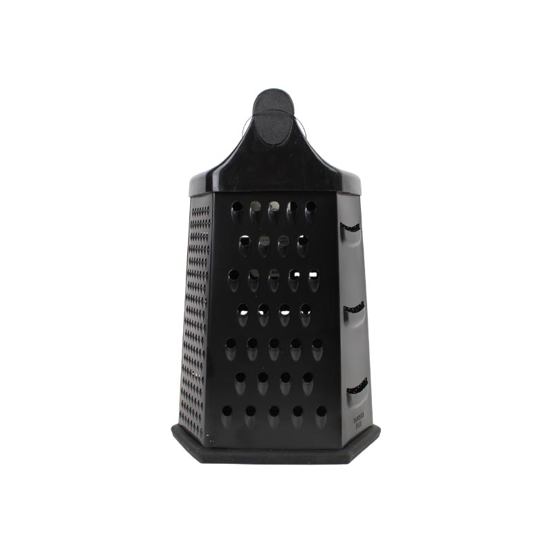 مبشرة خضار وفواكه متعددة الاغراض من الستانلس ستيل المقاوم للصدأ – لون اسود – تحتوي على 6 شفرات بأشكال مختلفة مع مقبض مريح وقاعدة مطاطية ثابتة – المقاس 23 × 14 سم