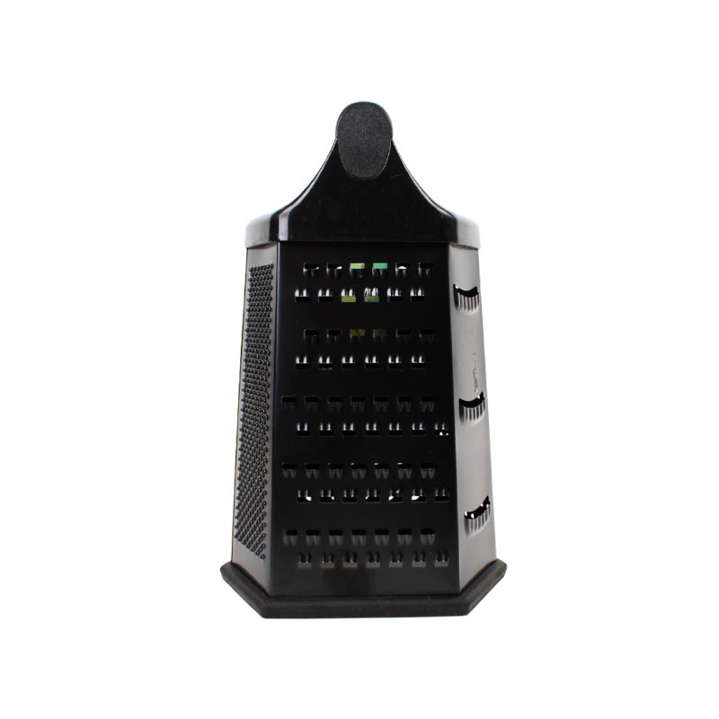 مبشرة خضار وفواكه متعددة الاغراض من الستانلس ستيل المقاوم للصدأ – لون اسود – تحتوي على 6 شفرات بأشكال مختلفة مع مقبض مريح وقاعدة مطاطية ثابتة – المقاس 23 × 14 سم