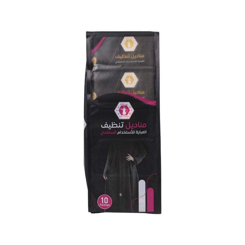 حزمة مناديل تنظيف للعباية من تميز الراقي – مناديل مبللة للاستخدام السطحي فقط – تحتوي الحزمة على 10 اكياس