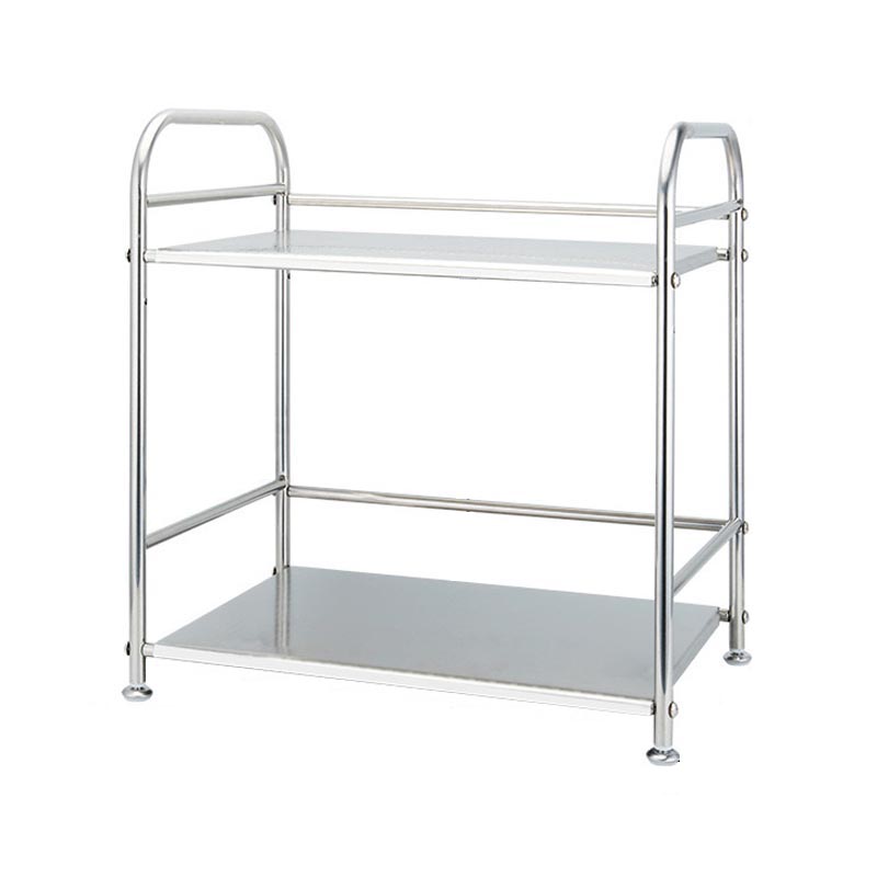 منظم ميكرويف واجهزة المطبخ من الستانلس ستيل | تصميم عملي بطابقين لتخزين الاجهزة والادوات - مقاس 60×34×50 سم