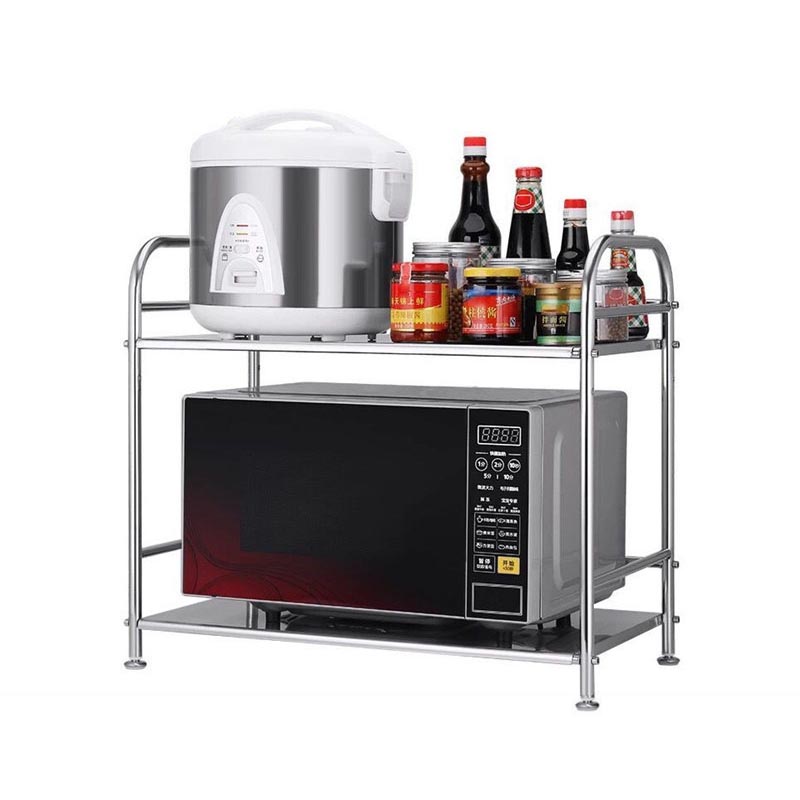 منظم ميكرويف واجهزة المطبخ من الستانلس ستيل | تصميم عملي بطابقين لتخزين الاجهزة والادوات - مقاس 60×34×50 سم