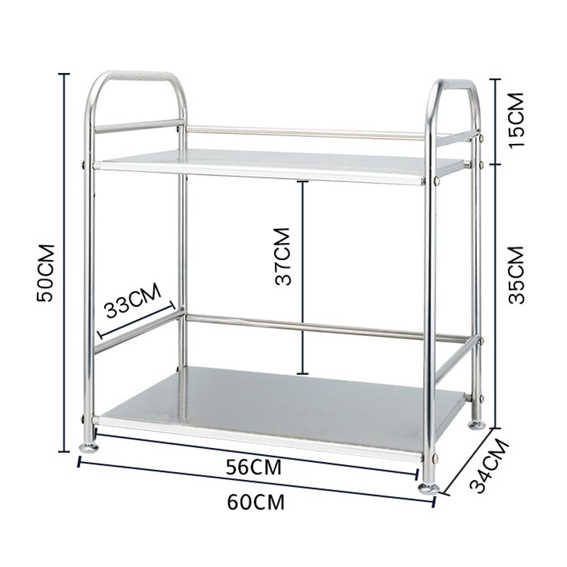 منظم ميكرويف واجهزة المطبخ من الستانلس ستيل | تصميم عملي بطابقين لتخزين الاجهزة والادوات - مقاس 60×34×50 سم