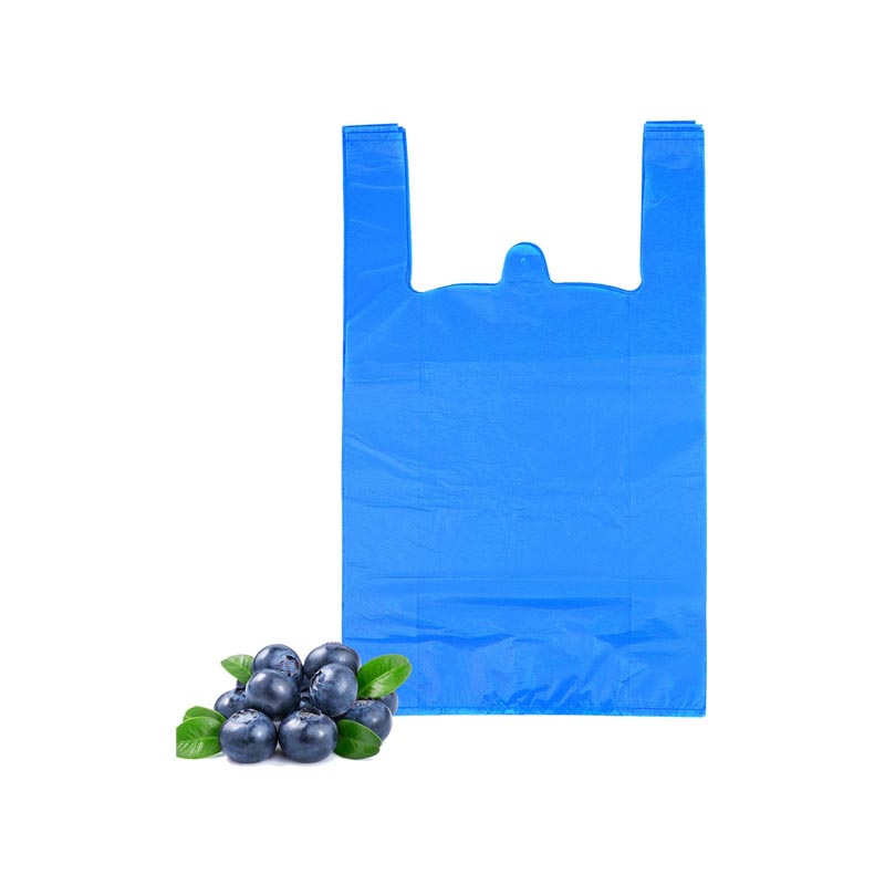 اكياس تسوق علاق باللون الازرق مصنوعة من البلاستيك المتين، حزمة وزنها 1 كجم تحتوي على قرابة 120 كيس، طول الكيس 30 سم وعرضه 25 سم.