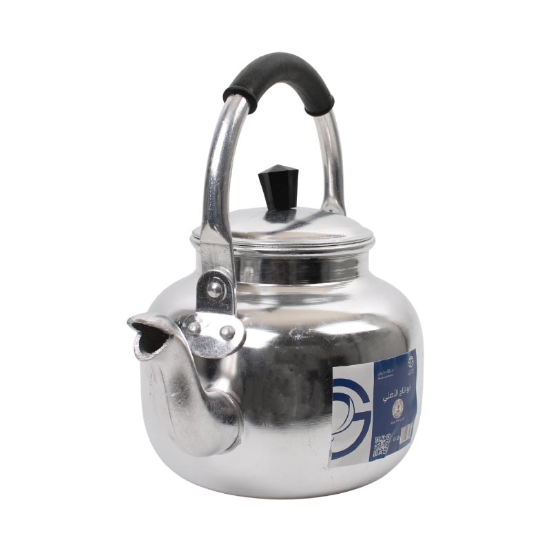 ابريق شاي المنيوم ابو تاج الاصلي دائري مقاس 14 – تصميم متين ومقاوم للتآكل