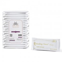 منشفة منعشة برائحة اللافندر – قطن 100%، معقّمة (حزمة 25 قطعة)