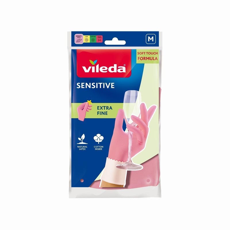 قفاز فيليدا حساس للأعمال المنزلية الدقيقة – مقاس متوسط (M) من اللاتكس الطبيعي ببطانة قطنية داخلية