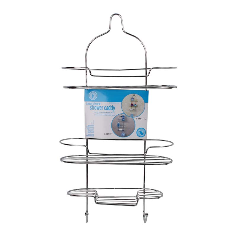 منظم دش فاخر بتصميم كروم لامع – ثلاث طبقات مع خطافات إضافية، مناسب لجميع أنواع رؤوس الدش