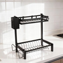 حامل صحون ومنظم مطبخ متعدد الاستخدام طبقتين – 33×40×22 سم