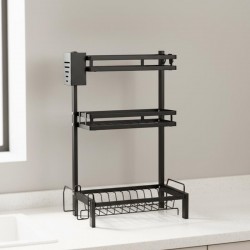 حامل صحون ومنظم مطبخ متعدد الاستخدام ثلاث طبقات – 33×59×22 سم