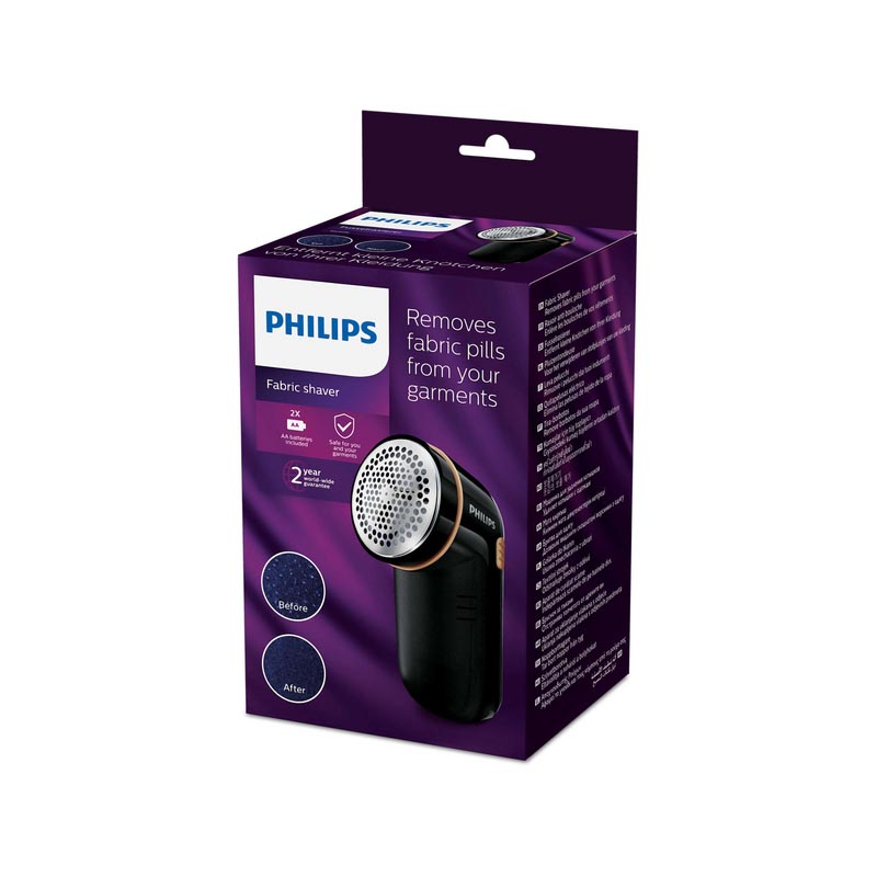 ماكينة ازالة الوبر من الاقمشة من فيليبس GC026/80 – تعمل ببطارية، بغطاء لضبط الارتفاع، باللون الاسود والبني