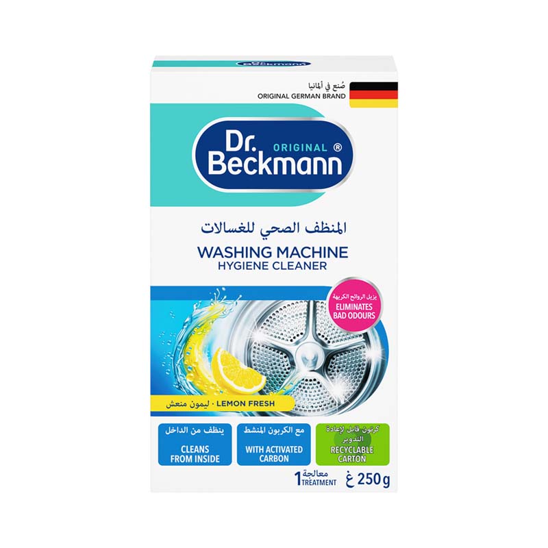منظف صحي للغسالات من د. بيكمان – لإزالة الروائح الكريهة وتنظيف الأجزاء الداخلية – برائحة الليمون المنعشة – 250 جم
