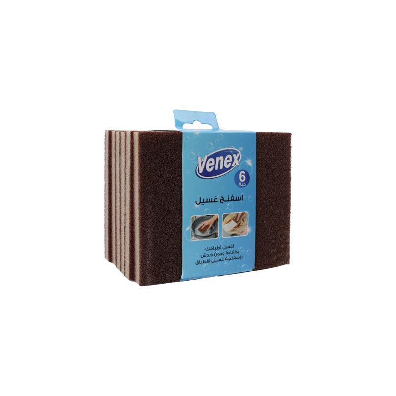 اسفنج فينكس لتنظيف وغسيل الاواني والاطباق – خامة خشنة قوية للتنظيف العميق – عبوة تحتوي على 6 حبات