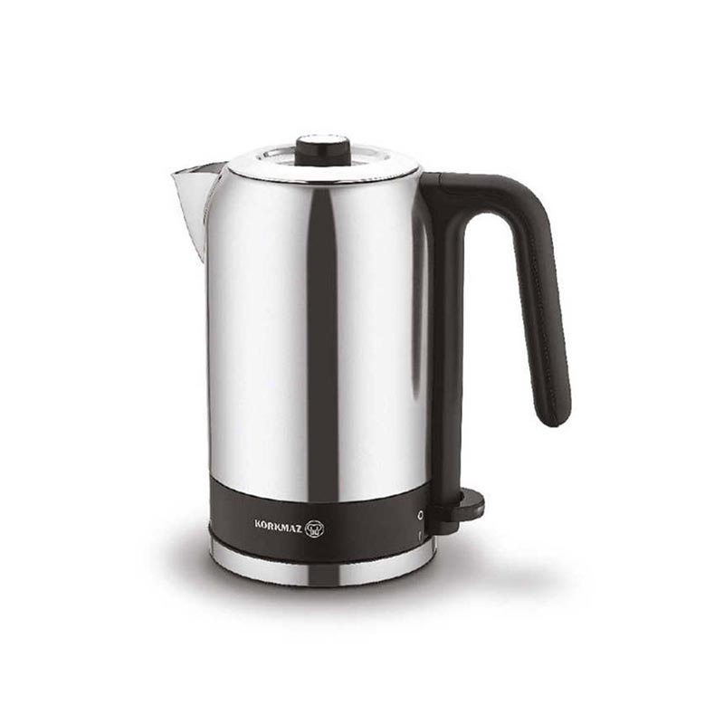 غلاية ماء كهربائية من KORKMAZ موديل A473 | سعة 1.6 لتر – هيكل من الستانلس ستيل – قدرة 1650 واط – صناعة تركية