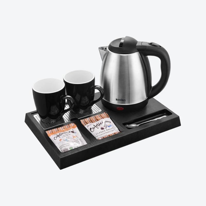 كولين طقم غلاية ماء بسعة 1.2 لتر مع 2 كوب وصينية تقديم فاخرة – 1360 واط – ضمان سنتين – صناعة صينية