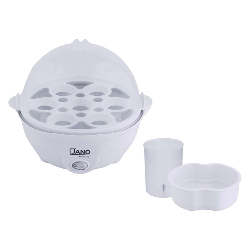 غلاية بيض كهربائية من جانو | قدرة 350 واط – سعة 7 بيض لكل طبقة – لون ابيض – موديل E02410 – ضمان سنتين