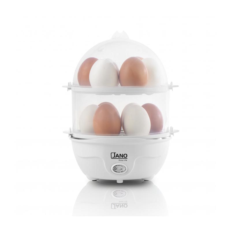 غلاية بيض كهربائية من جانو | قدرة 350 واط – سعة 14 بيضة بطبقتين – لون ابيض – موديل E02409 – ضمان سنتين