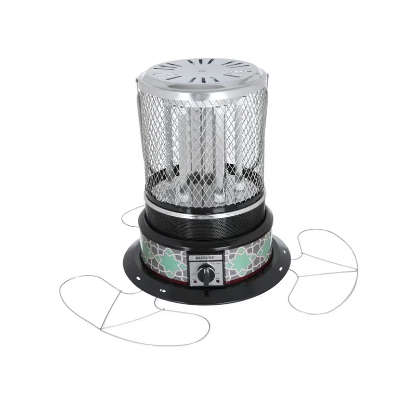 دفاية كهربائية كوارتز من ريبون بقوة 2000 واط | تصميم دائري بـ 6 شمعات تدفئة و5 اتجاهات توزيع حراري – نظام امان تلقائي وشبكة حماية امامية – موديل RE-7-093