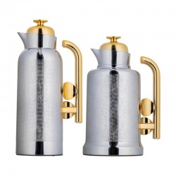 طقم ترمس ساندرا السيف كروم ذهبي – 1.0 لتر + 1.0 لتر