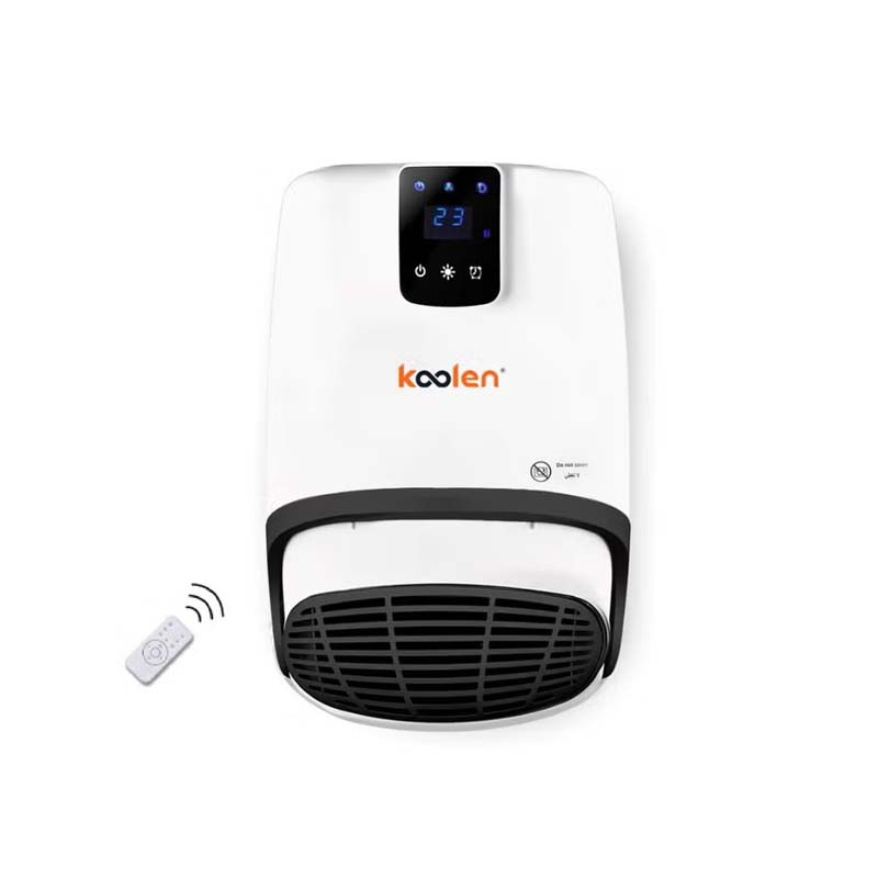 دفاية حمامات جدارية من كولن بقوة 2000 واط، مزودة بريموت كنترول وشاشة LED، حماية من وصول بخار الماء والحرارة الزائدة، تصميم أنيق بلون أبيض