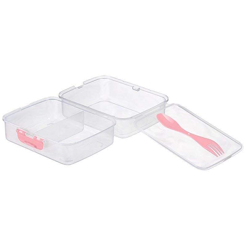 علبة طعام لانش بوكس من ماركة غوندول التركية | تصميم عملي بغطاء محكم ومرفق شوكة وملعقة مدمجة – متوفرة بلونين (وردي فاتح / اخضر سماوي فاتح)