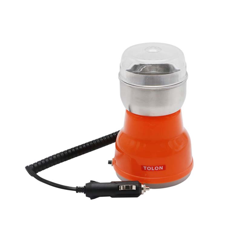 مطحنة بن محمولة تعمل على ولاعة السيارة بقوة 150 واط – ماركة تولون | ستانلس ستيل عالي الجودة مع غطاء شفاف