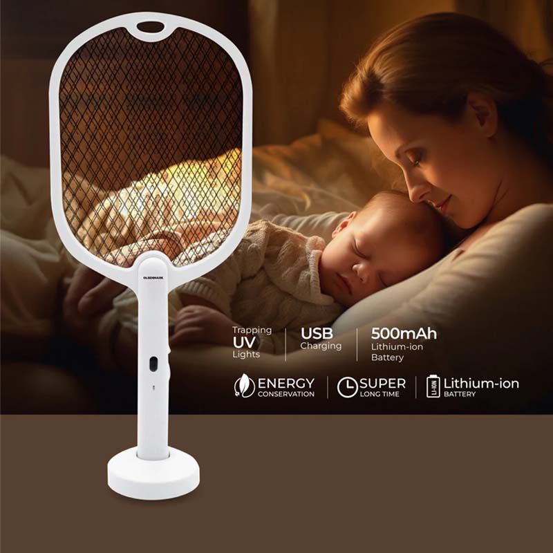 مضرب ناموس كهربائي مع اضاءة UV من اولسين مارك | بطارية ليثيوم 500 مل وشحن USB – طاقة 3000 فولت – صناعة صينية