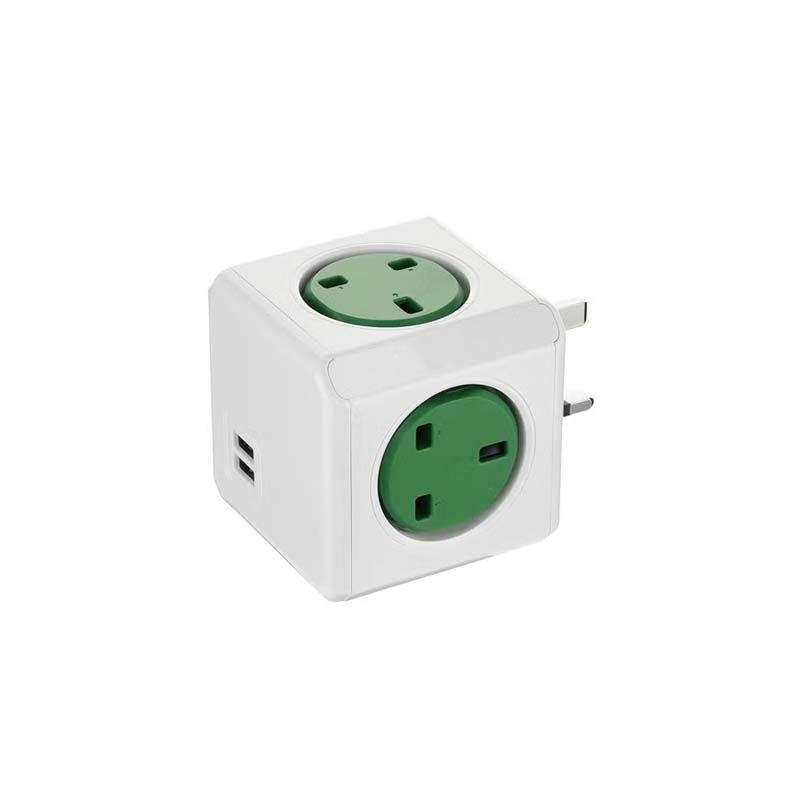 المكعب الذكي متعدد المخارج – 4 مقابس كهرباء مع تأريض + منفذين USB – 220V / 13A FUSED / 2860W – صناعة سعودية أصلية بضمان سنتين