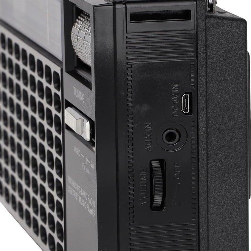 راديو محمول من أولسنمارك يعمل بالطاقة الشمسية بثلاثة نطاقات (FM/AM/SW) مع بلوتوث، USB، TF، وبطارية قابلة للشحن