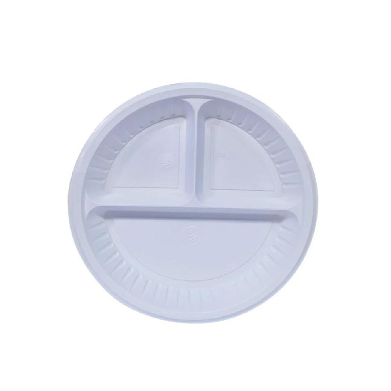 كرتون صحون بلاستيك دائرية مقسمة 3 اقسام رقم 22 سميك